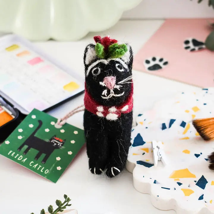 décoration de noël chat feutre frida catlo niaski