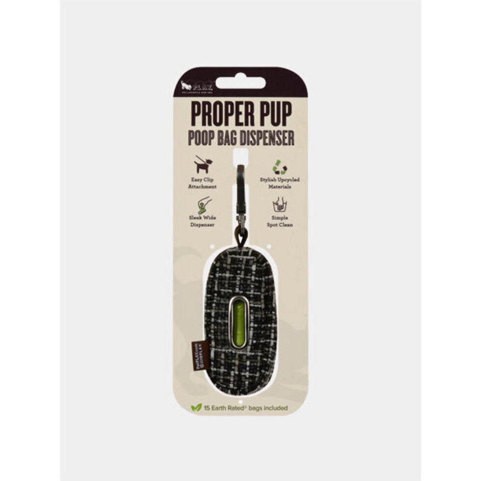 Distributeur sacs d'hygiène pour chien en tissu Chevron Gris/noir