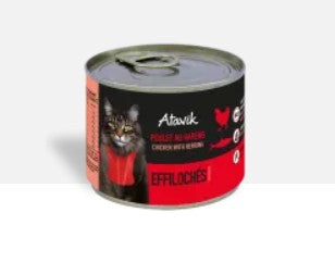 Pâtée sans céréales pour chat – Effilochés Poulet & Hareng 🐱 | Atavik