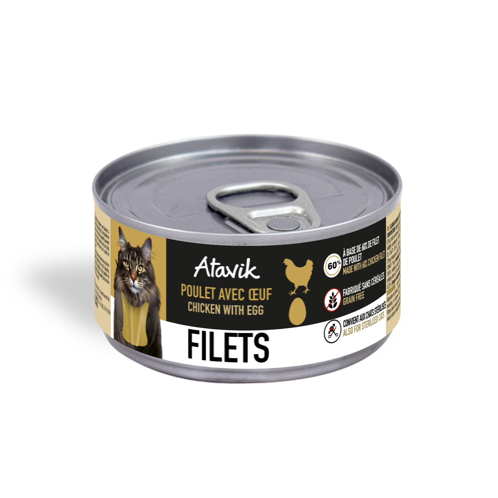 Pâtée chat filet de poulet avec œuf 🍗 – Sans céréales, préparée à la main | Atavik