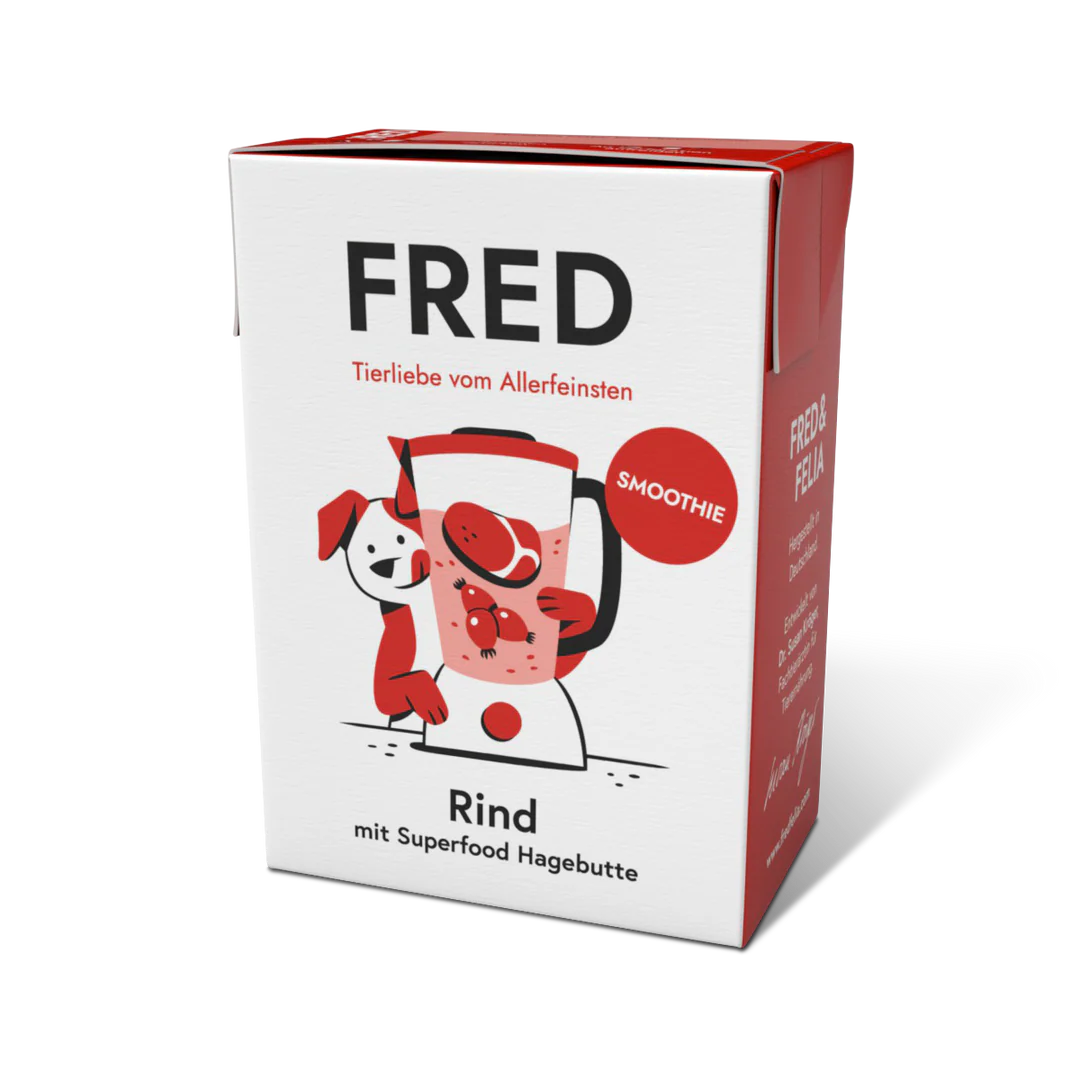 Smoothie FRED bœuf et baies d’églantier pour chien
