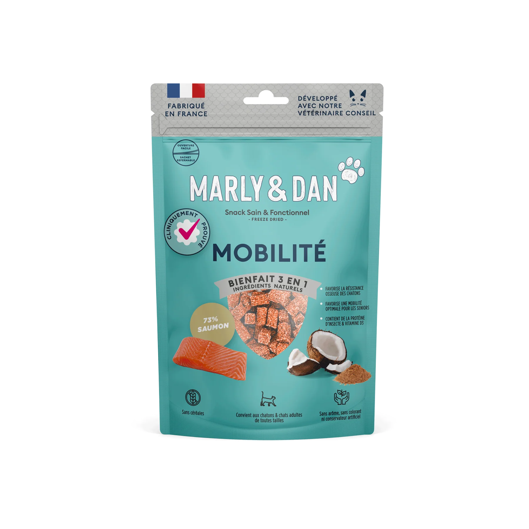 Friandises Mobilité pour Chat - Fabriqué en France - Marly & Dan chez DOG DELICAT. Bouchées tendres pour la santé articulaire de votre chat.