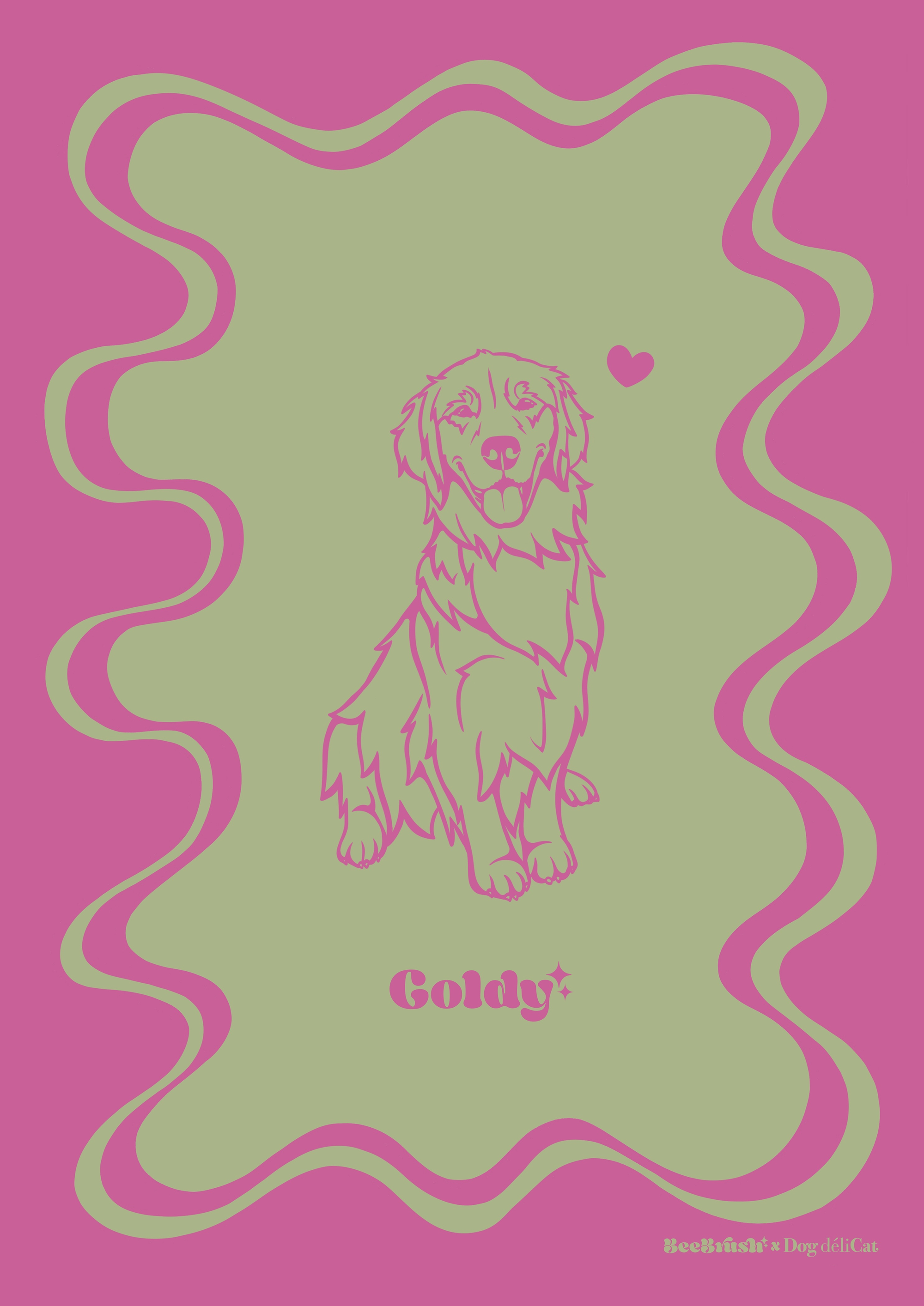 affiche golden retriever a4 beebrush ondulée