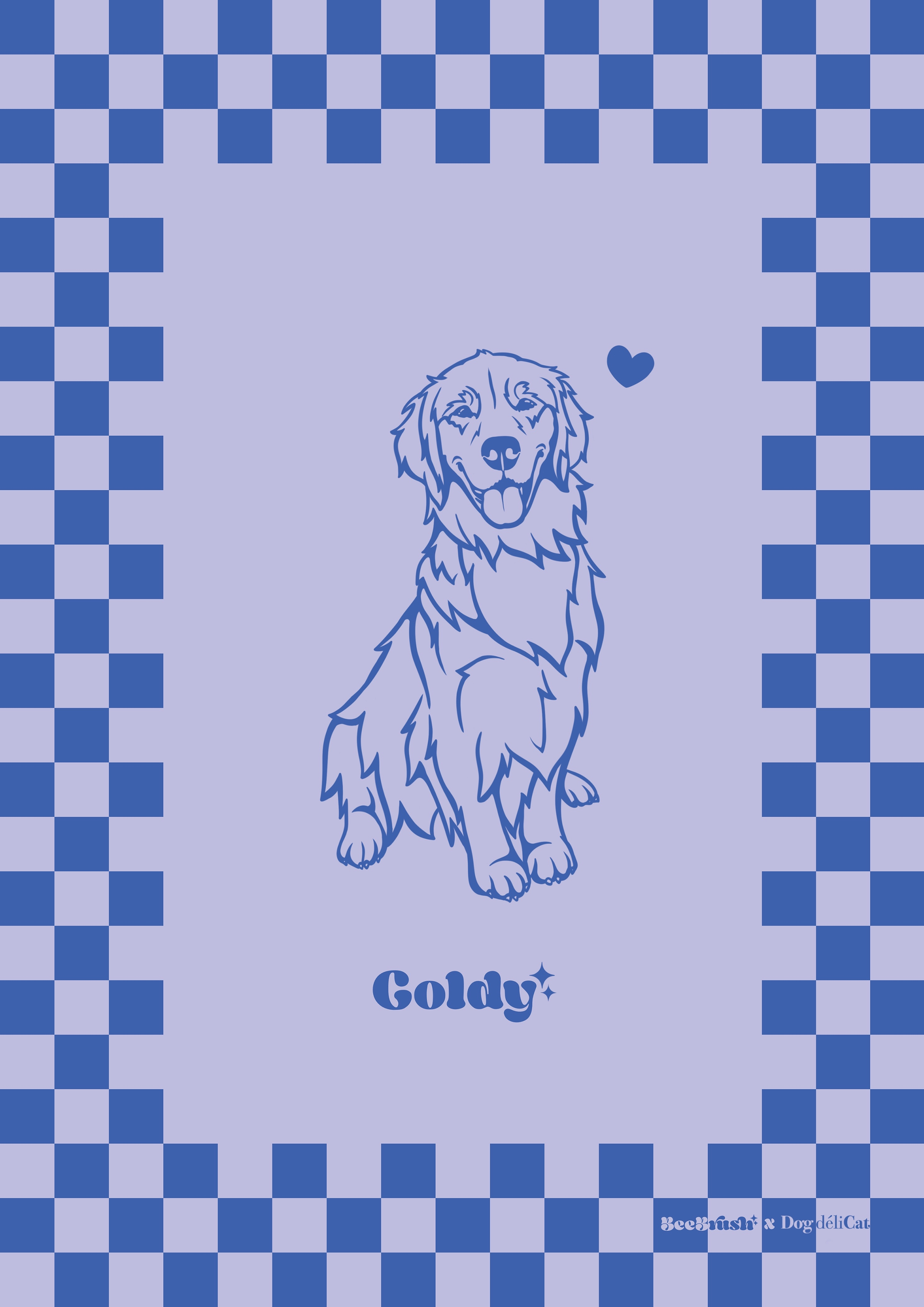 affiche golden retriever a4 beebrush damier