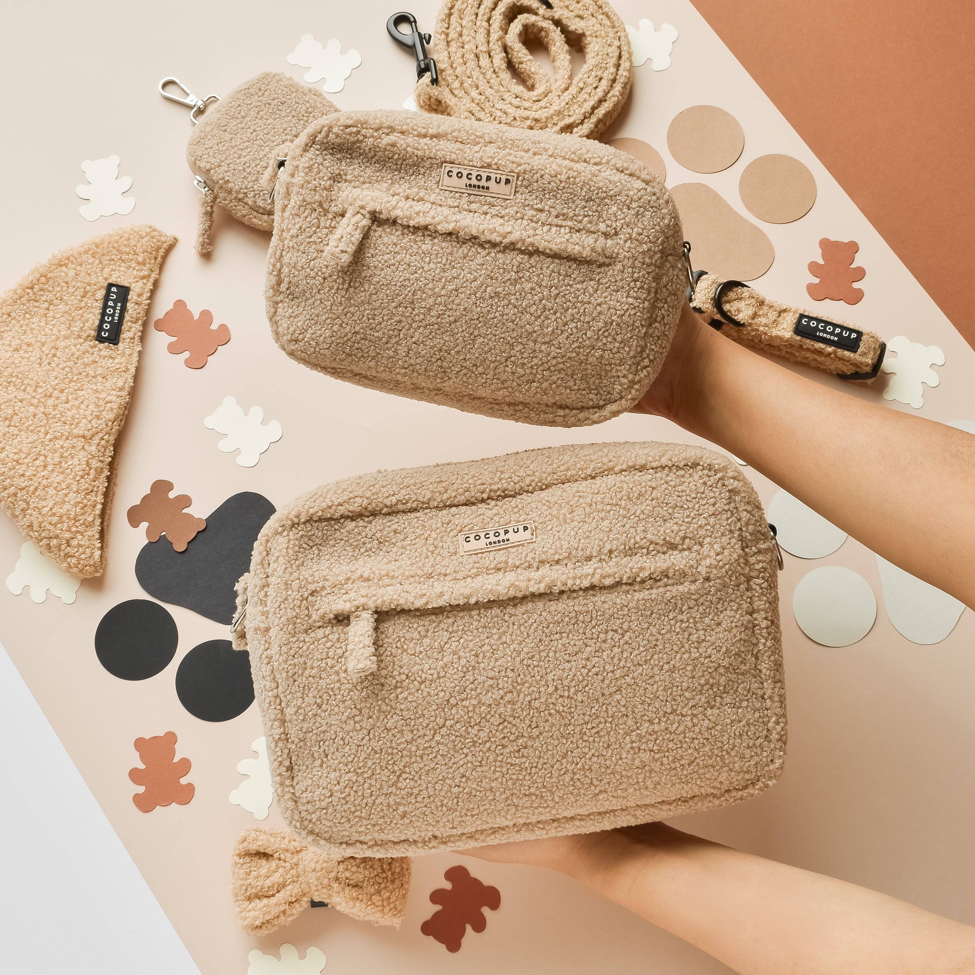 Grand Sac de promenade Teddy Rupert beige moelleux pour chien