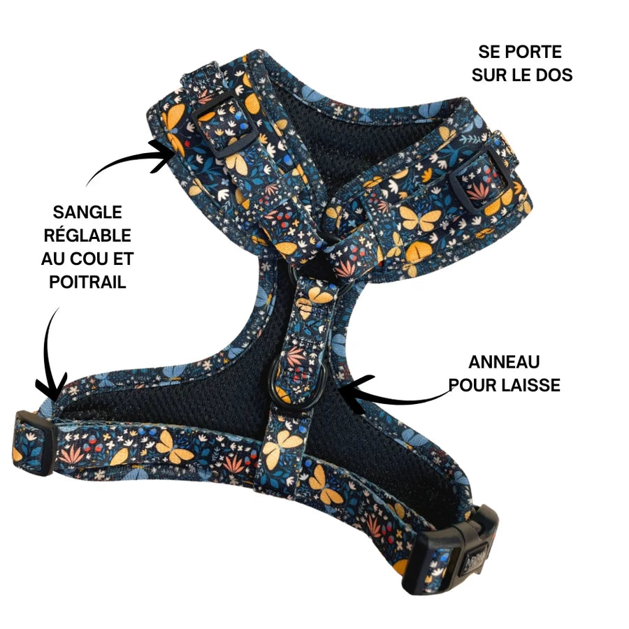 Harnais en H pour chien à motifs - Butterfly