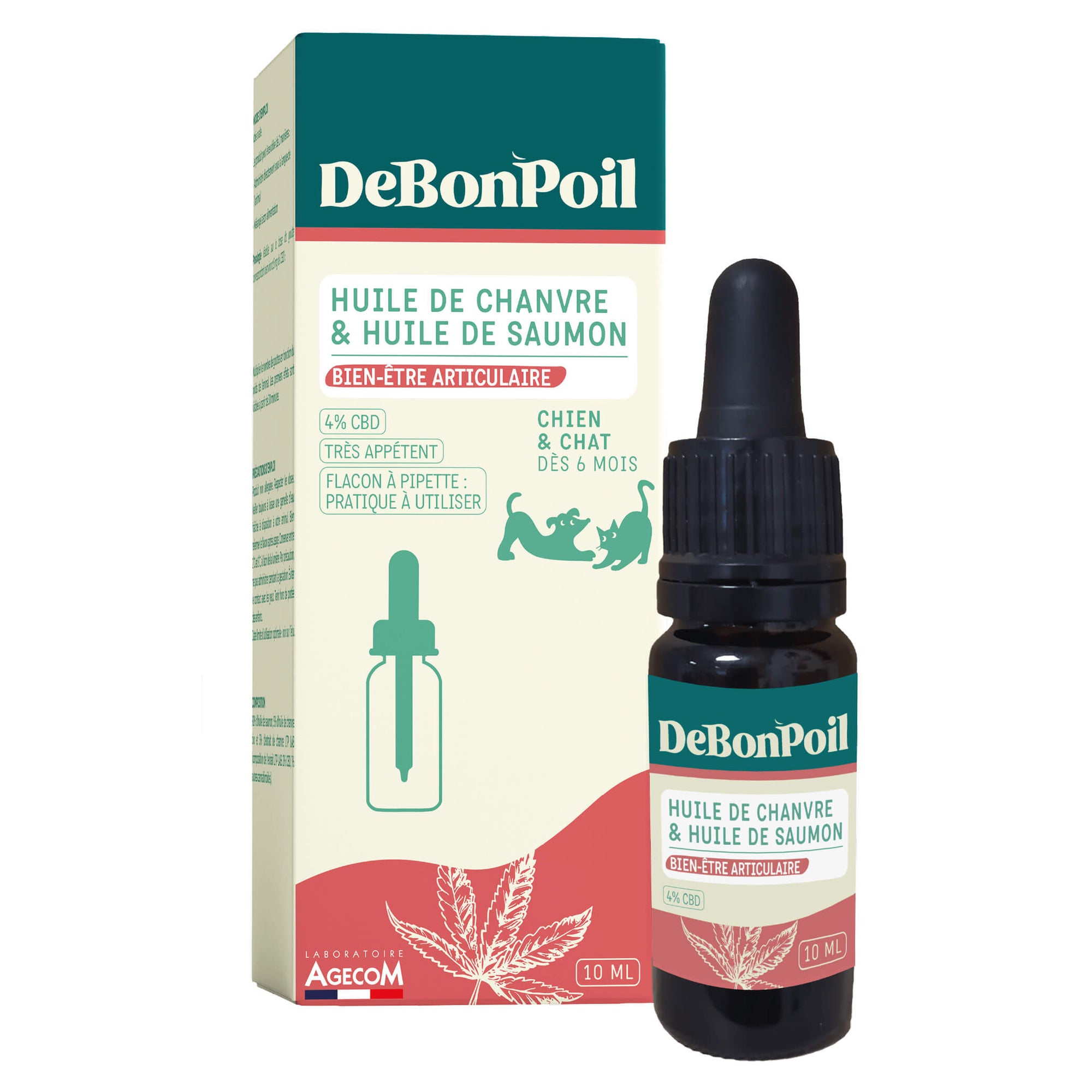 Huile CBD 4% DeBonPoil confort articulaire animal