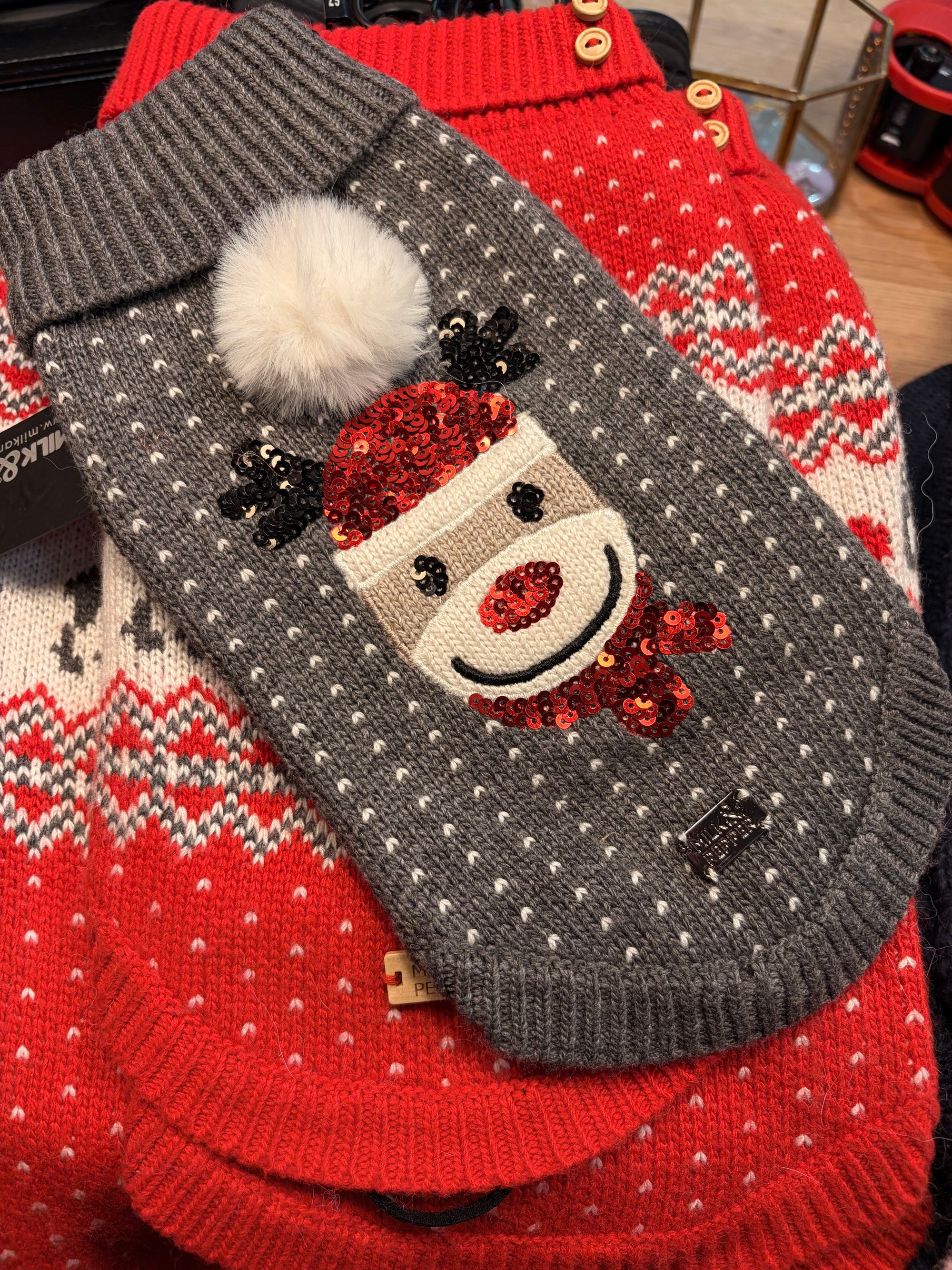 Pull De Noël Fergus Pour Chien – Jacquard Rouge & Écru - Dog Delicat