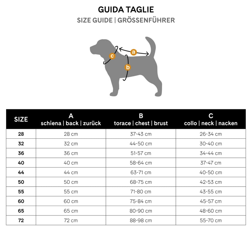 Guide des tailles imperméable chien Easy Rain United Pets