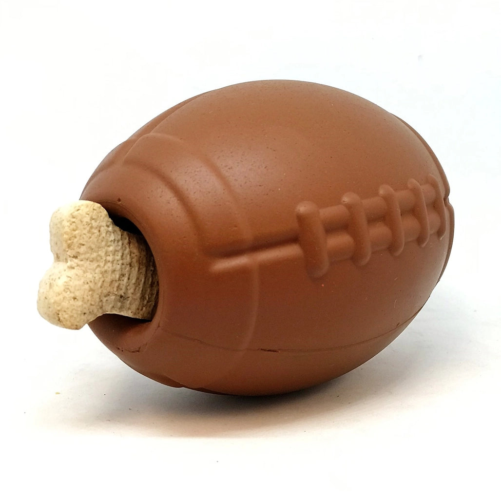 Jouet d'occupation pour chien SodaPup en forme de Ballon de rugby 🏉 en caoutchouc naturel, pour friandises.