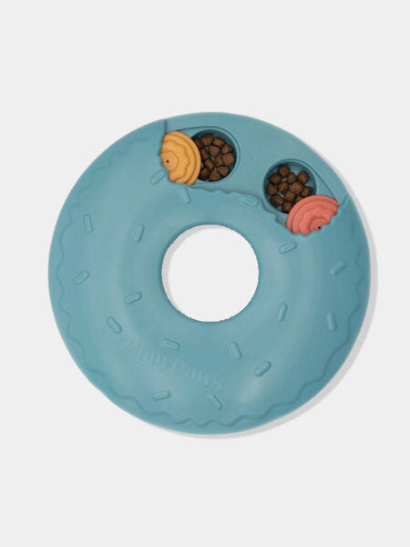 Jouet d’intelligence pour chien en forme de donut de Zippy Paws, interactif et éducatif, avec partie rotative pour dissimuler des friandises.