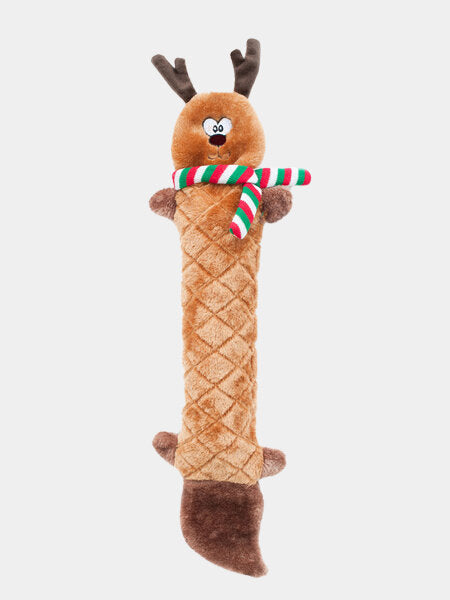 Peluche Renne de Noël ZippyPaws pour chien, jouet amusant avec sons et feuille froissée pour stimulation.