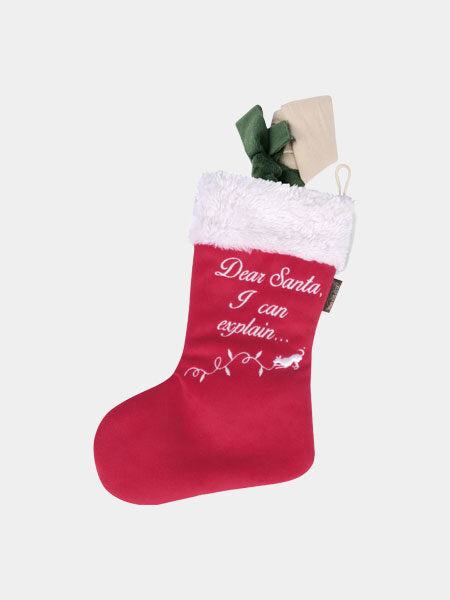 Chaussette de Noël pour chien en peluche avec os caché, jouet sonore et garnissage écologique - Pet PLAY