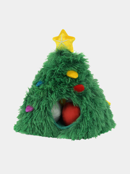 Jouet interactif pour chien en peluche en forme de sapin de Noël avec boules cachées - Pet PLAY