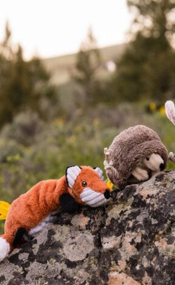 Peluche pour chien en forme de renard avec 3 squeakers, ressort élastique et papier froissé - Forest Friends - Pet Play