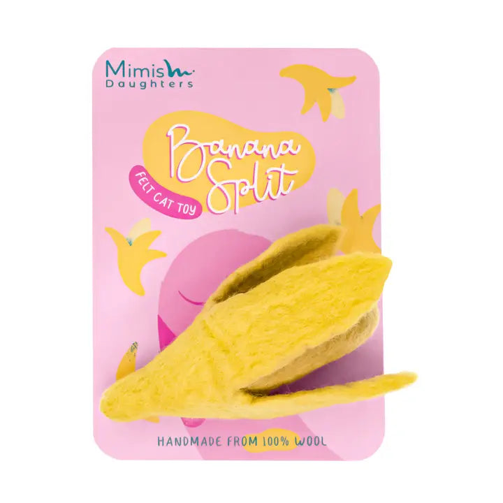 Jouet chat Banana Split feutre – laine bio et fabrication artisanale