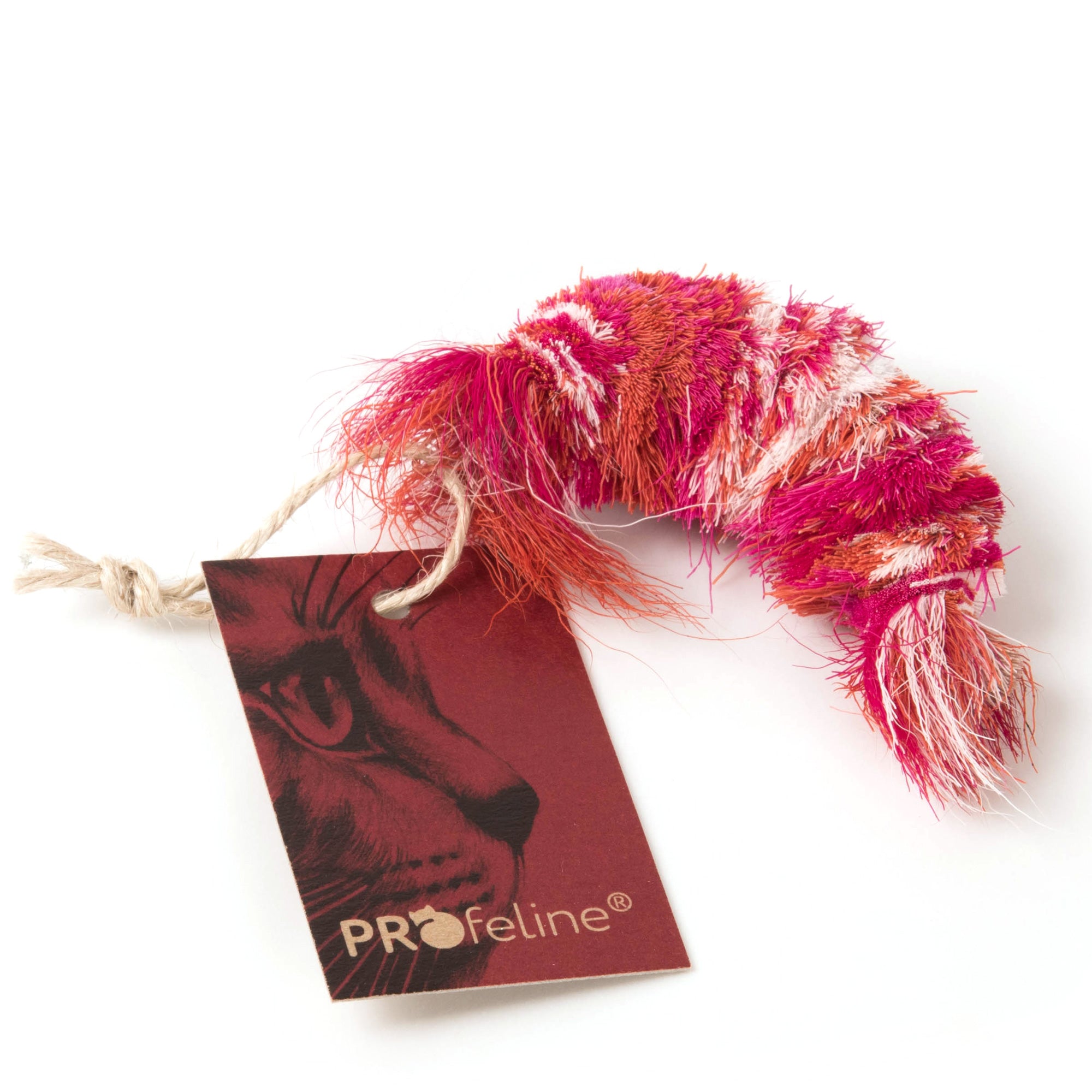 Pendentif pour canne à chat en forme de crevette, poils de cerf naturels, signé Profeline.