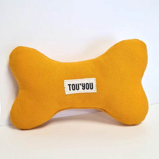 Jouet en laine de mouton et coton pour grands chiens - Nonos par TOU'YOU, jaune, distribué par DOG DELICAT.