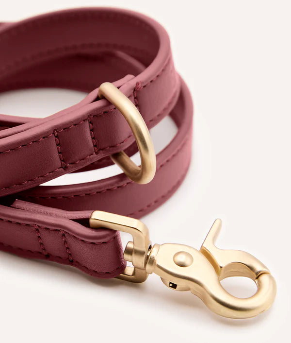 laisse multiposition cuir vegetal bordeaux cafide