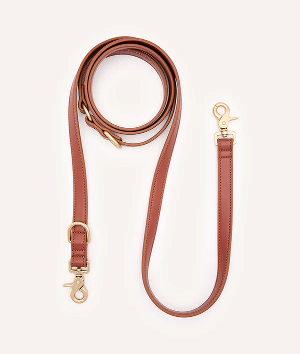 laisse chien cuir vegan marron camel cafide jala