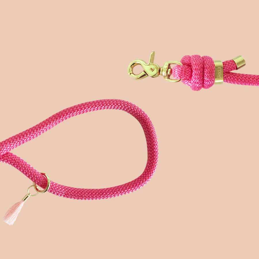 laisse corde framboise frimousse dog fait main