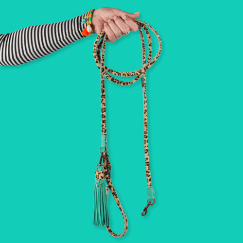 Laisse Extra Longue Amsterdam en cuir souple, réglable, couleur élégante, idéale pour des promenades stylées avec votre chien. À assortir au collier DWAM LouLou.