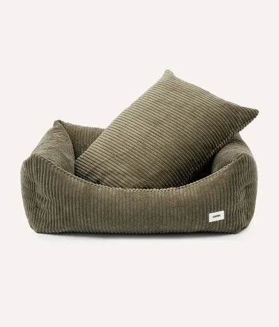 Lit pour chien durable en velours côtelé vert, Cafide Snozy