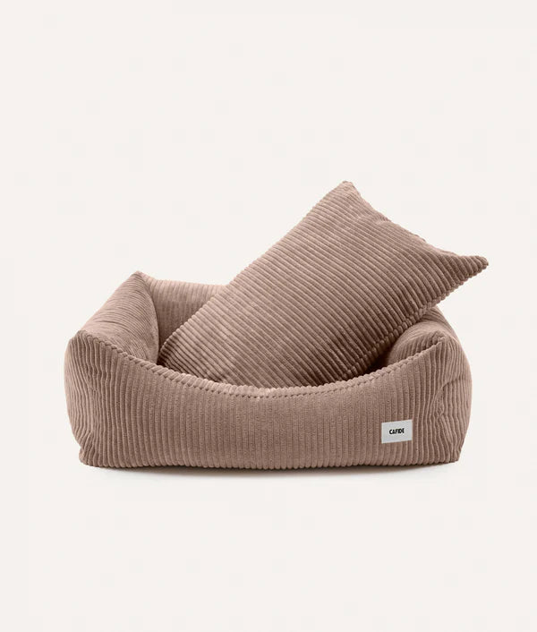lit chien velours côtelé beige snozy cafide