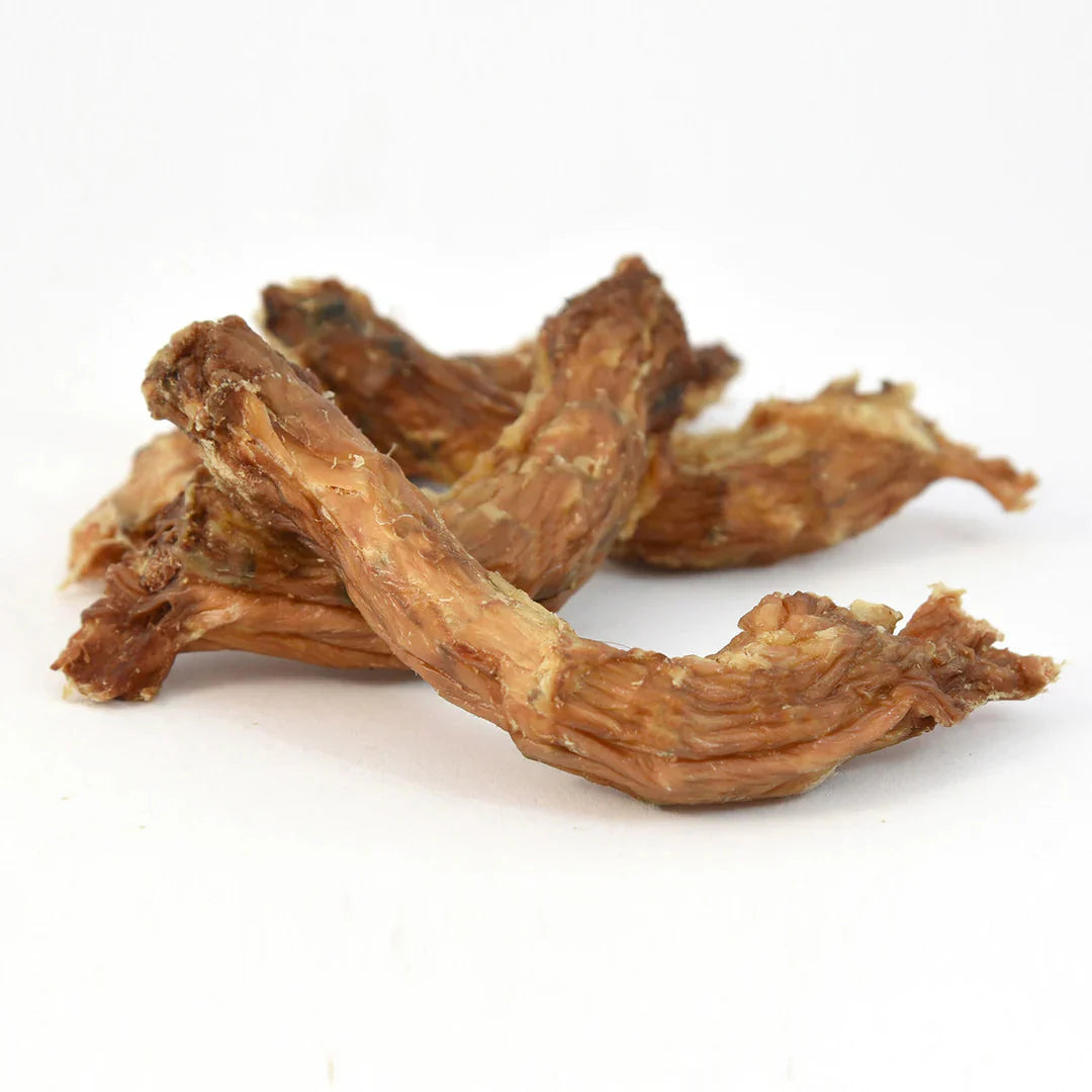 Friandises SANA - Cous de poulet croquants pour chiens, riches en calcium (500g).