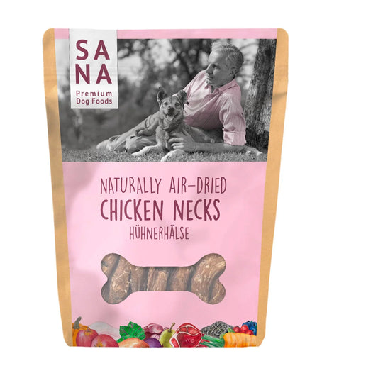 Friandises SANA - Cous de poulet croquants pour chiens, riches en calcium (500g).