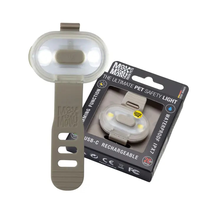 Lumière LED beige pour chien – Sécurité & Haute visibilité - MAX & MOLLY - DOG DéliCAT