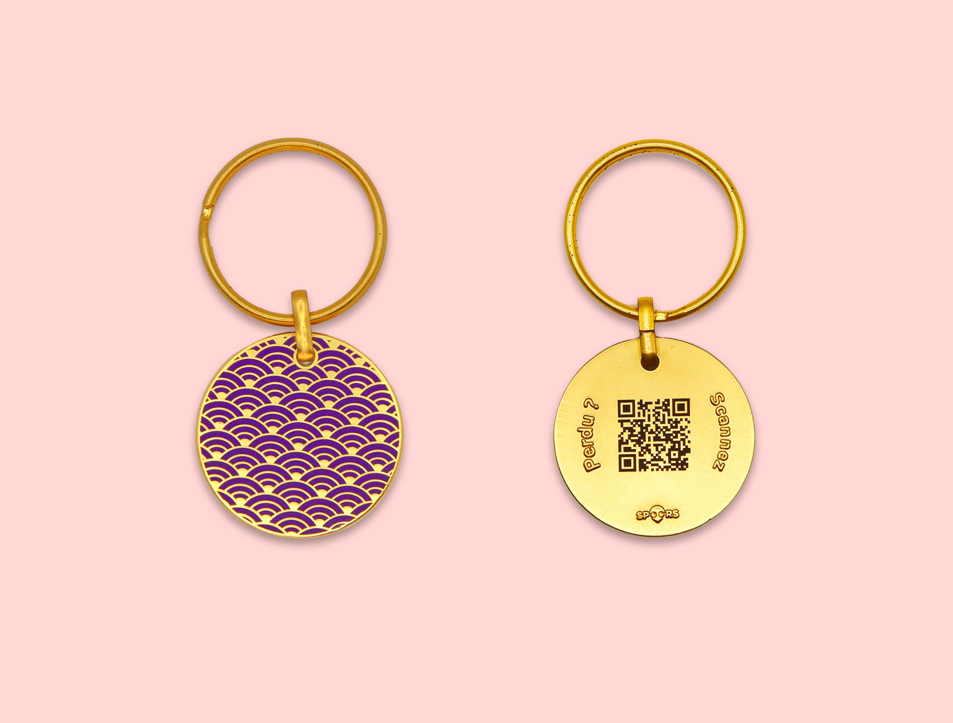 Médaille pour Chien/Porte-Clé Connecté Spoors avec QR Code -Sécurité et Tranquillité pour Votre Animal