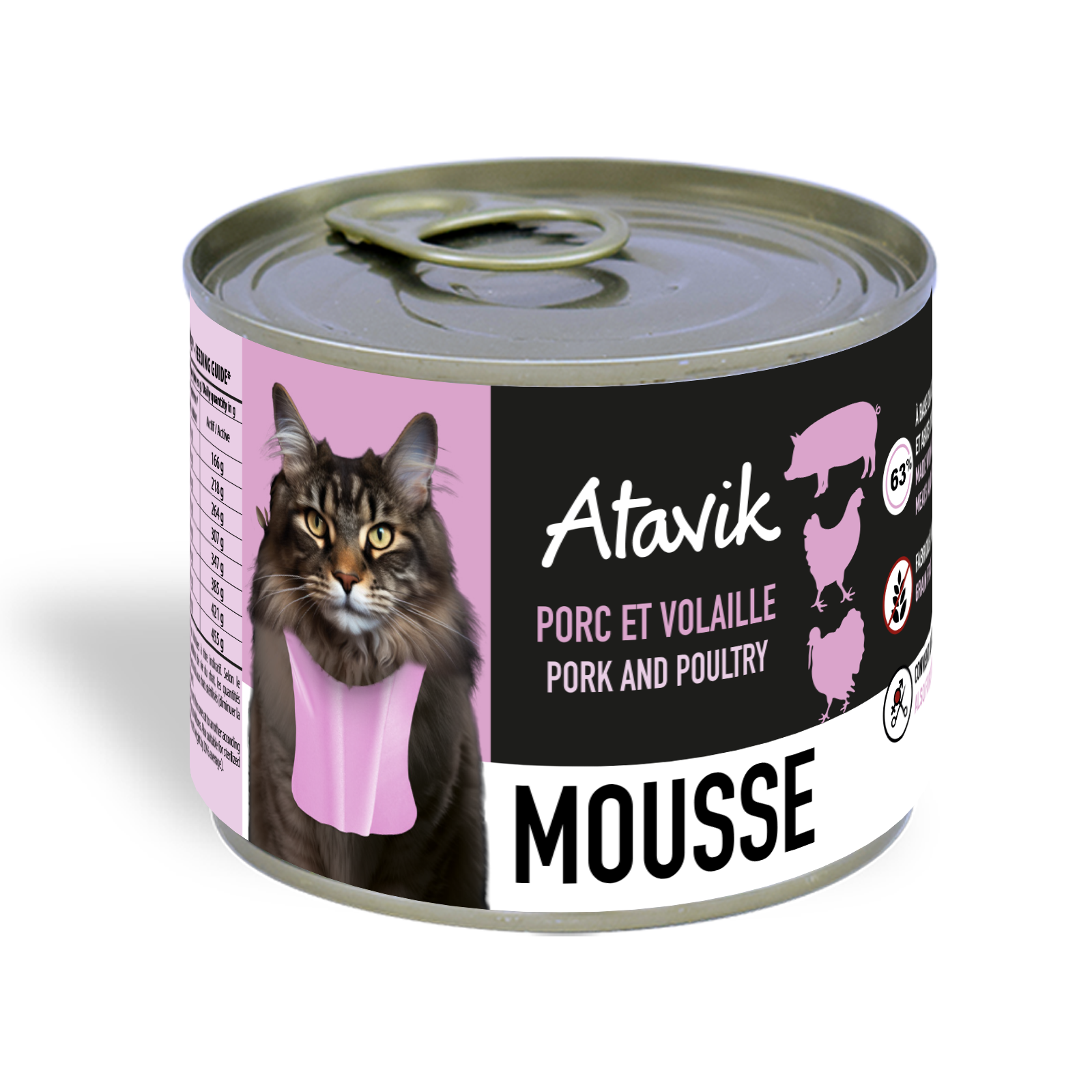 mousse chat sans céréales porc volaille