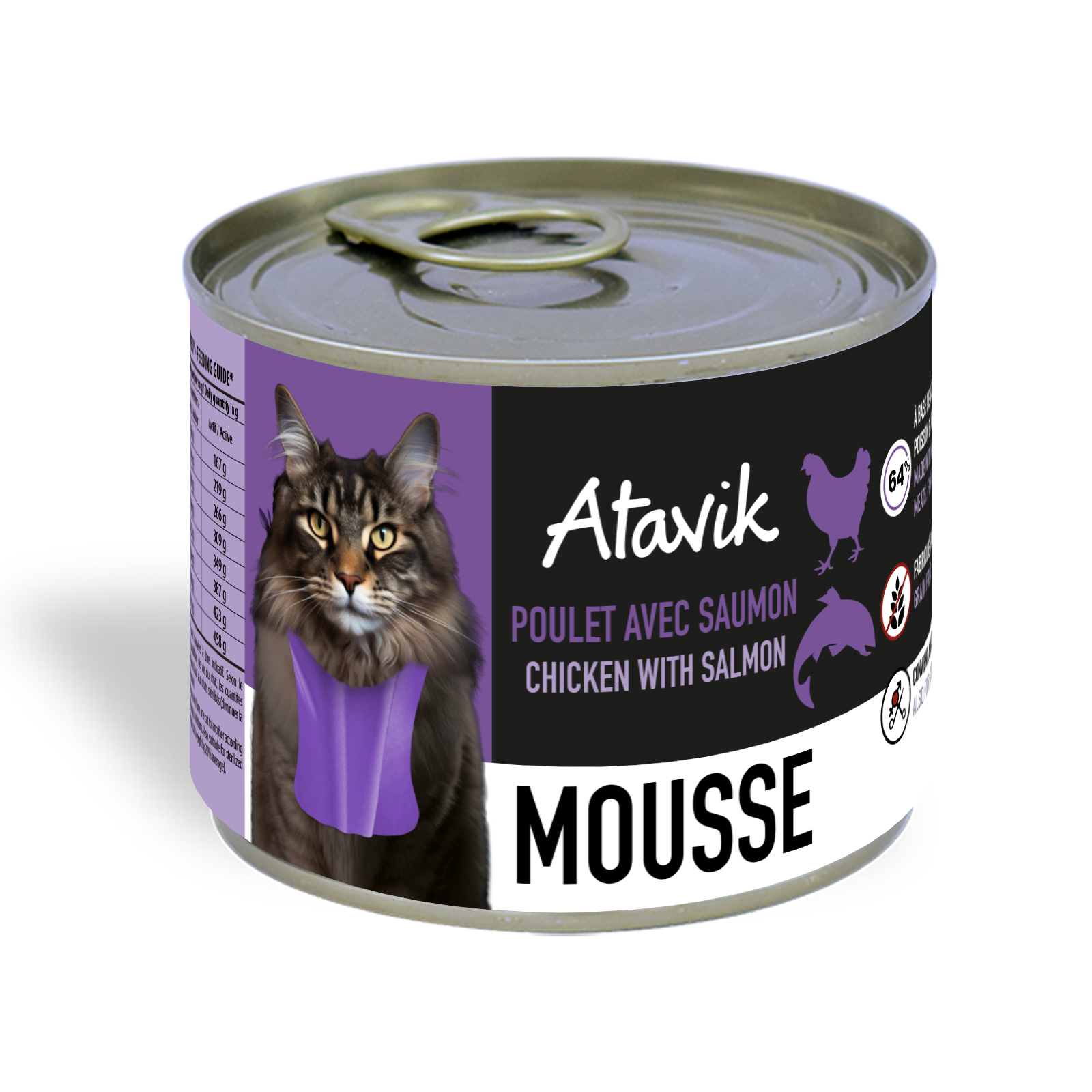 mousse chat sans céréales poulet saumon