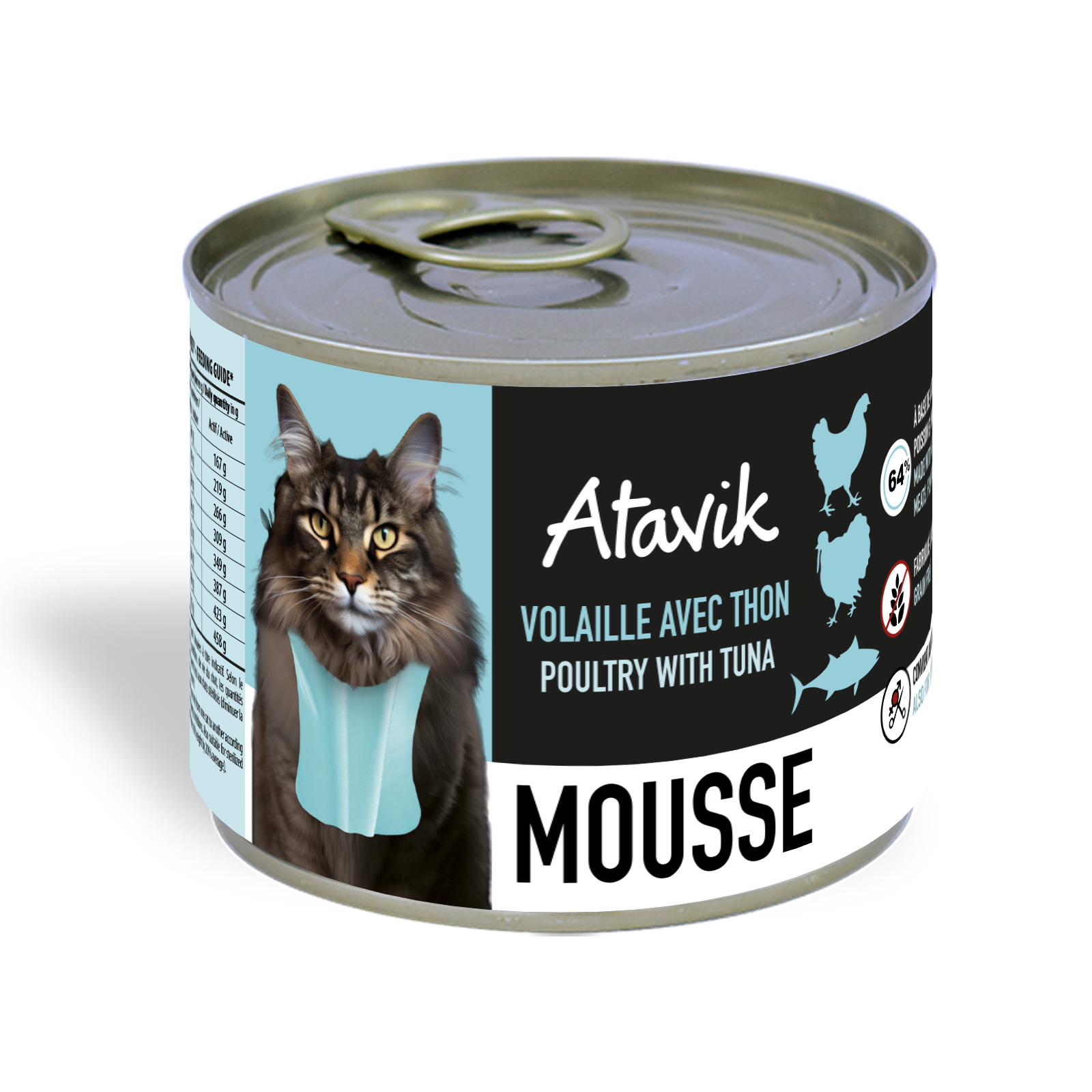 mousse chat sans céréales volaille thon