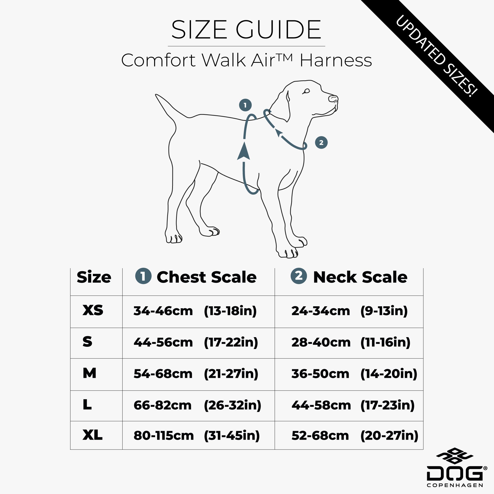 guide tailles harnais comfort walk air dog copenhagen