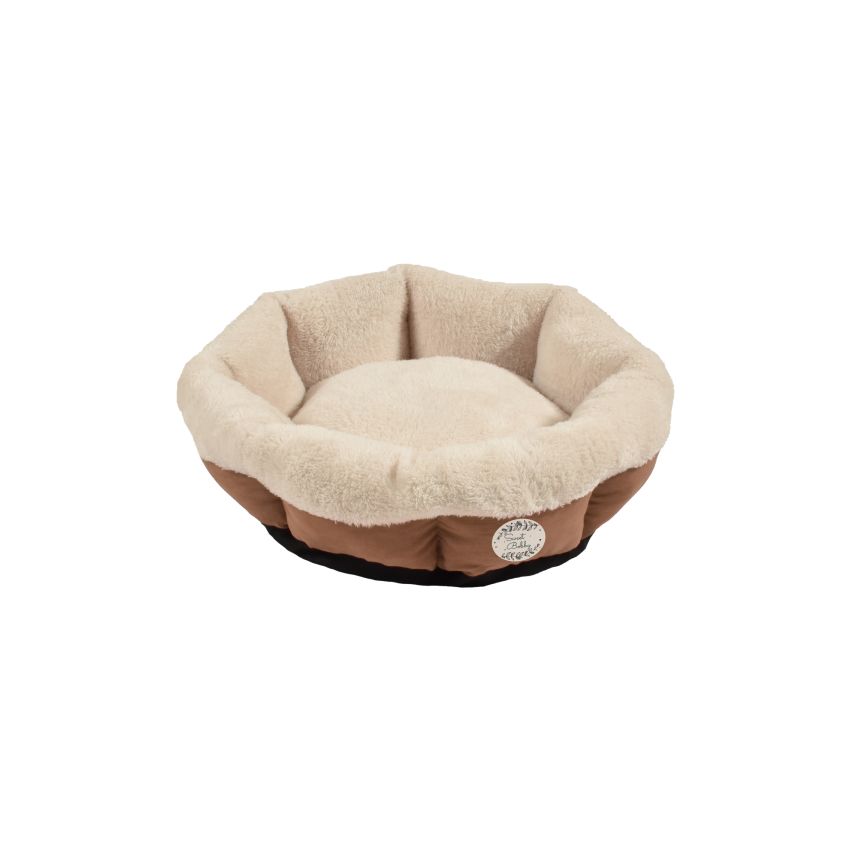 panier rond bohème beige chat petit chien