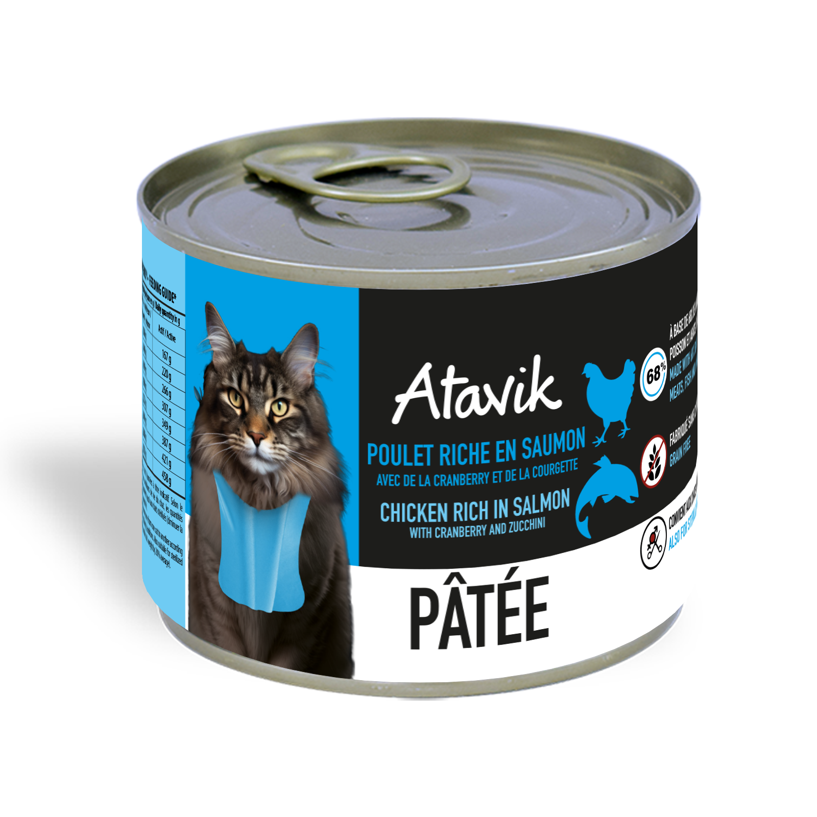 Pâtée pour chat - Poulet riche en Saumon (200g)