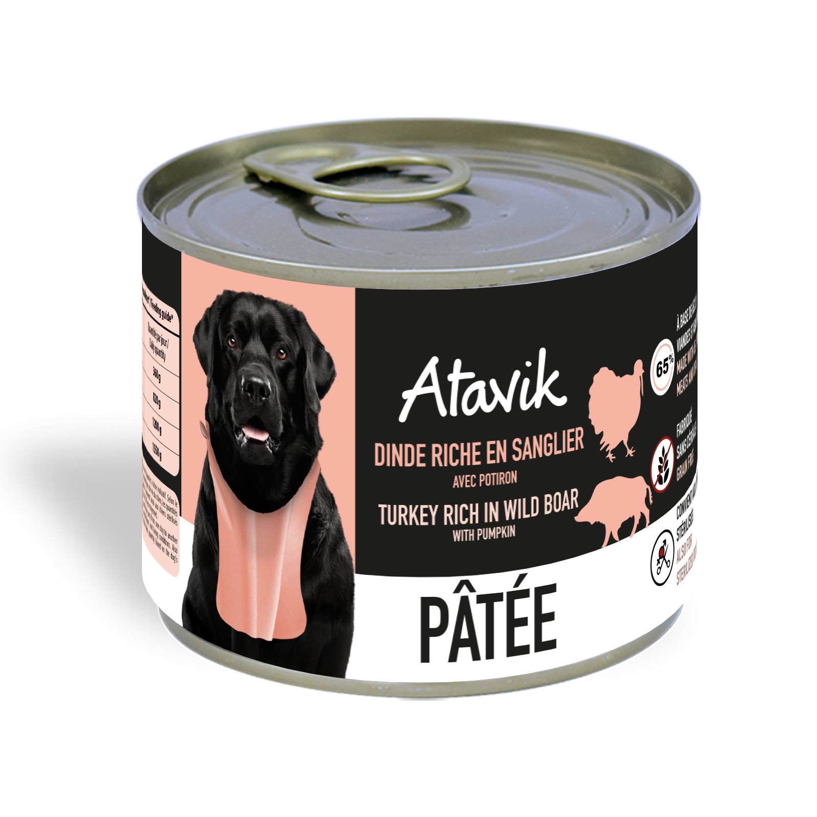 Pâtée chien Atavik dinde sanglier sans céréales 200g