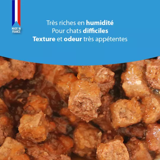 Pâtée chat bouchées en sauce au bœuf 🐱 91,5% d’ingrédients animaux | Made in France 🇫🇷