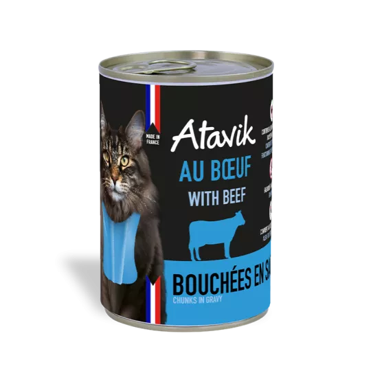 Pâtée chat bouchées en sauce au bœuf 🐱 91,5% d’ingrédients animaux | Made in France 🇫🇷