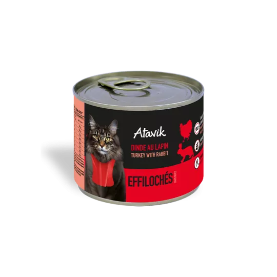 Pâtée chat dinde & lapin 🐱 60% viandes fraîches, sans céréales | Atavik
