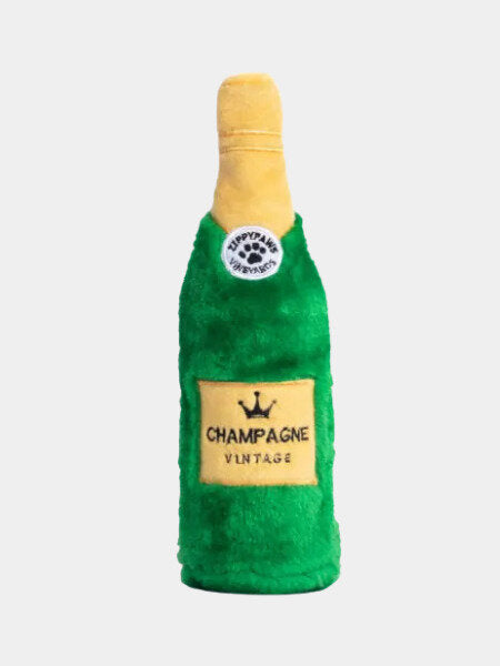 Peluche pour Chien - Bouteille de Champagne Happy Hour Crusherz ZippyPaws - Jouet en peluche pour chien. Bouteille en plastique amovible pour un jeu interactif. 🐾🍾