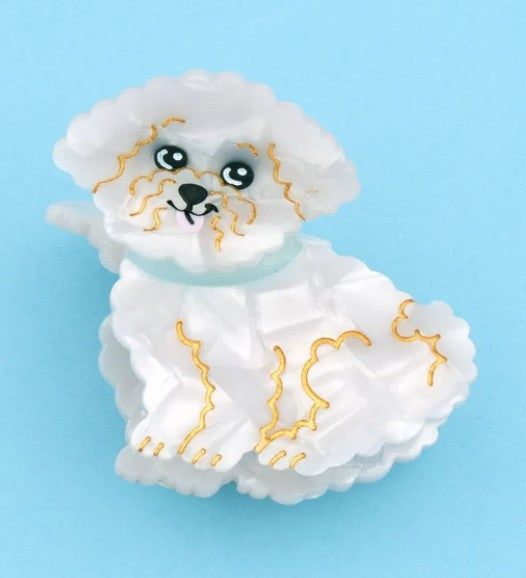 pince à cheveux bichon blanche en acétate pour femme