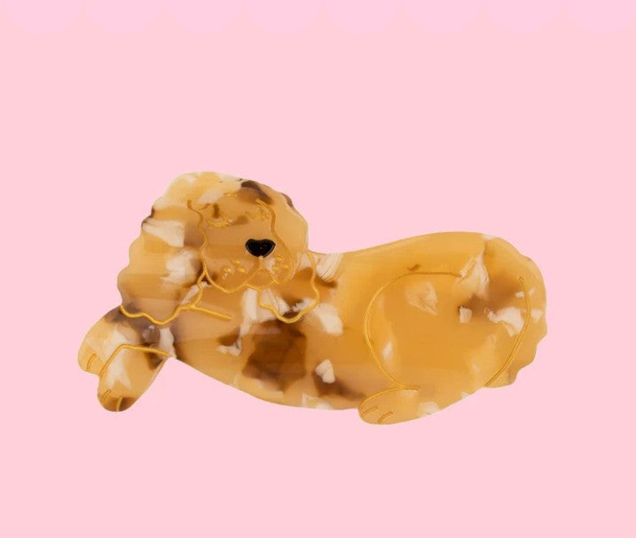 pince à cheveux cocker en acétate chien bouclé