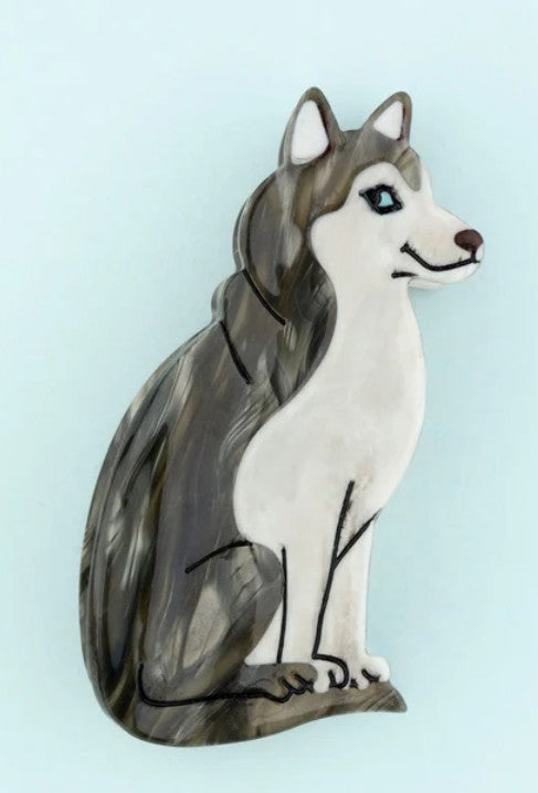 pince à cheveux husky acétate blanc gris