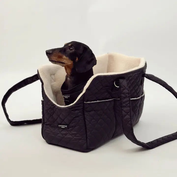 Sac de transport pour chien noir matelassé CocoPup London – CocoPup London – DOG DéliCAT