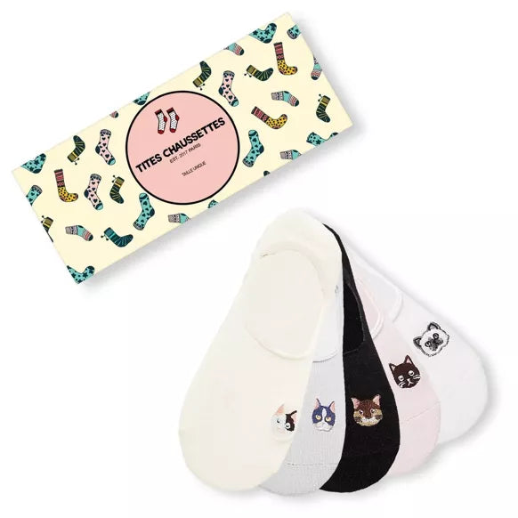Socquettes invisibles avec motif de chat coloré - Collection Tites Chaussettes