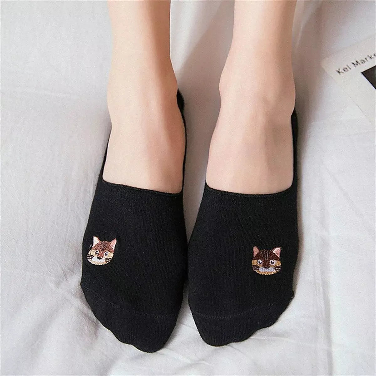 Socquettes invisibles avec motif de chat coloré - Collection Tites Chaussettes