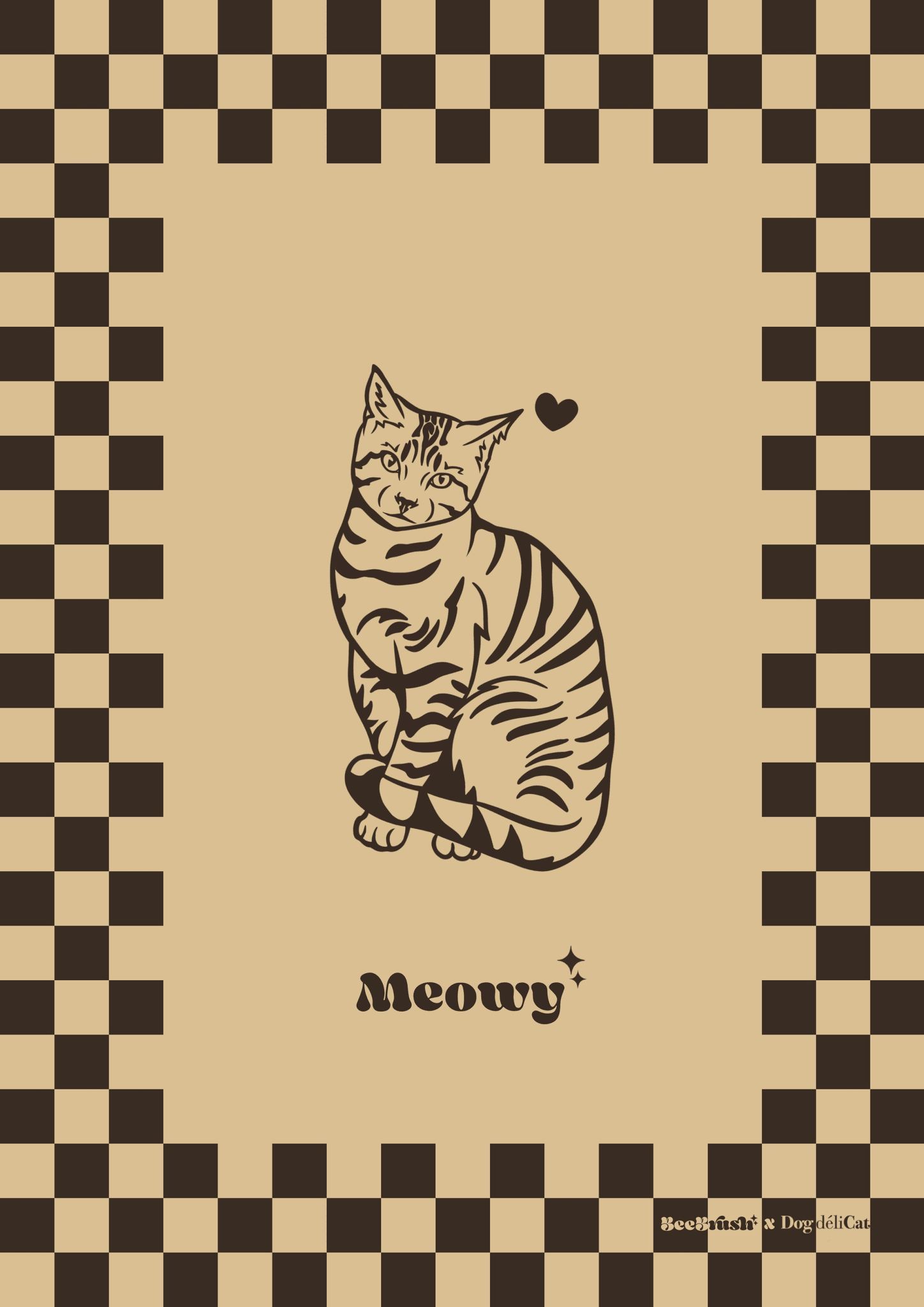 Affiche Chat Européen Tigré A4 – Meowy – BeeBrush (BeePop) - BeeBrush - DOG DéliCAT